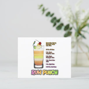 Cartão Postal RUM PUNCH Coquetel Recebe Arte