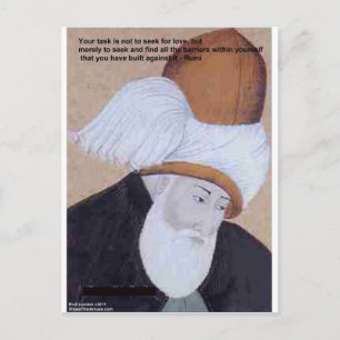 Cartão Postal Rumi "Obstáculos Do Amor" Citação Sobre Ofertas De