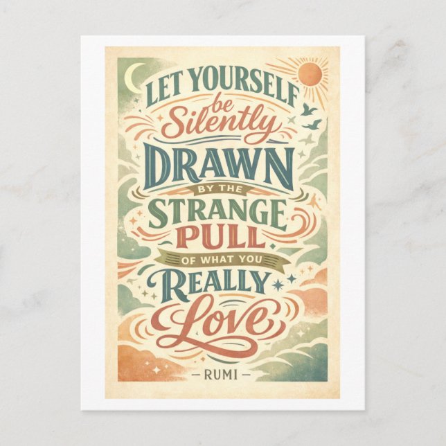 Cartão Postal Rumi Quote: Strange Pull (Frente)