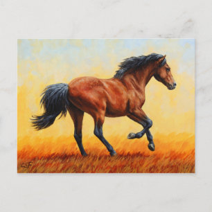 Cartão Postal Running Bay Horse Wild Mustang