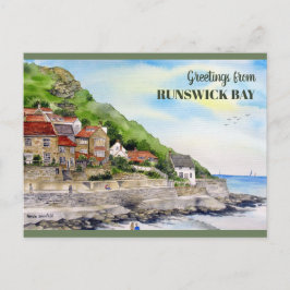 Cartão Postal Runswick Bay Yorkshire England Watercolor Painting