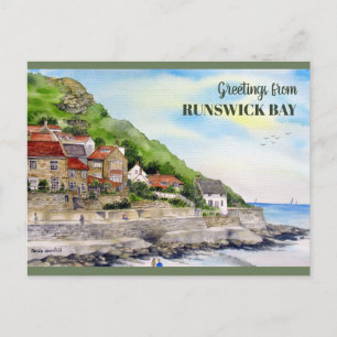 Cartão Postal Runswick Bay Yorkshire England Watercolor Painting