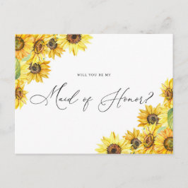 Cartão Postal Russ Watercolor Sunflower Seja Minha Madrinha de c