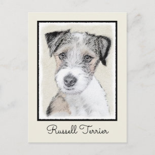 Cartão Postal Russell Terrier Rough Painting - Arte Original de 