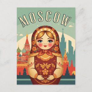 Cartão Postal Rússia Moscou Matroyshka Doll Viagem