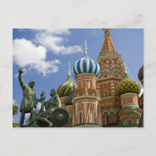 Cartão Postal Rússia, Moscou, Praça Vermelha. Basílica de São Ba