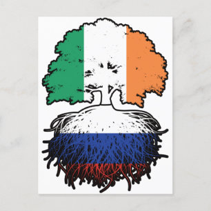 Cartão Postal Rússia, Rússia, Irlanda, Árvore Rota Bandeira