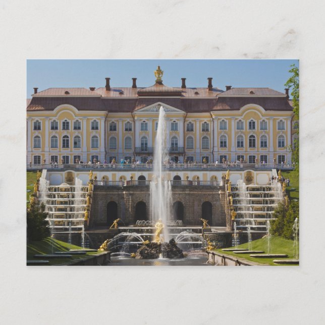 Cartão Postal Rússia, Santo Petersburgo, Peterhof, Grande Paláci (Frente)