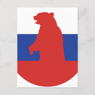Cartão Postal Rússia Ursa Bandeira Nacional Russa