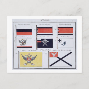 Cartão Postal Russos Flags, de um livro francês de Flags, c.1819