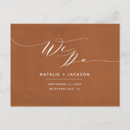 Cartão Postal Rust + branco fazemos casamento elegante