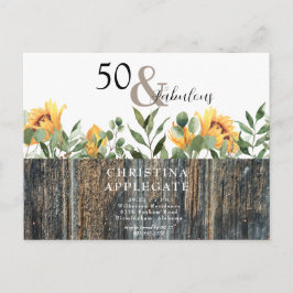Cartão Postal Rustic 50 e Fabuloso Aniversário de Girassol