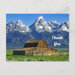 Cartão Postal Rustic Barn Mountains Landscape Photo Thank You