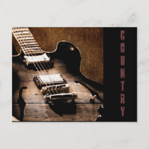 Cartão Postal Rustic Barn Wood Western Country Music Guitar