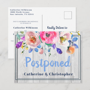 Cartão Postal Rustic Barnwood Floral Adiou Casamento