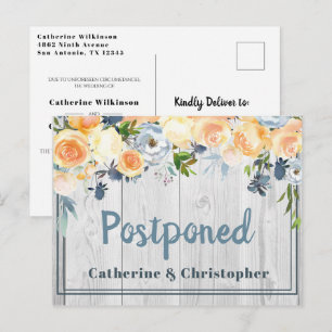 Cartão Postal Rustic Barnwood Floral Adiou Casamento