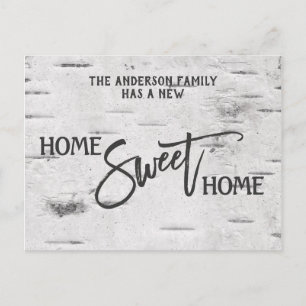 Cartão Postal Rustic Birch Home Sweet Home Moving Announce