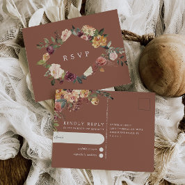 Cartão Postal Rustic Bloom Watercolor Casamento Floral RSVP