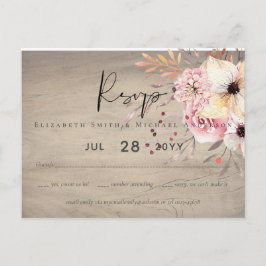 Cartão Postal Rustic Blush Floral Sage Weding RSVP