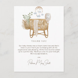 Cartão Postal Rustic Boho Baby Cot Chá de fraldas Obrigado