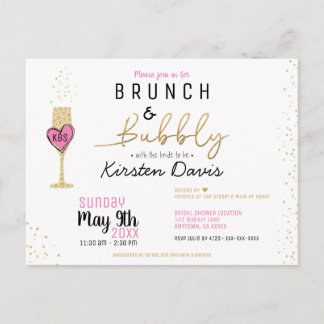 Cartão Postal Rustic Brunch e Bubble Chá de panela