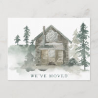 Rustic Cabin Watercolor Moveu Novo Endereço Domést