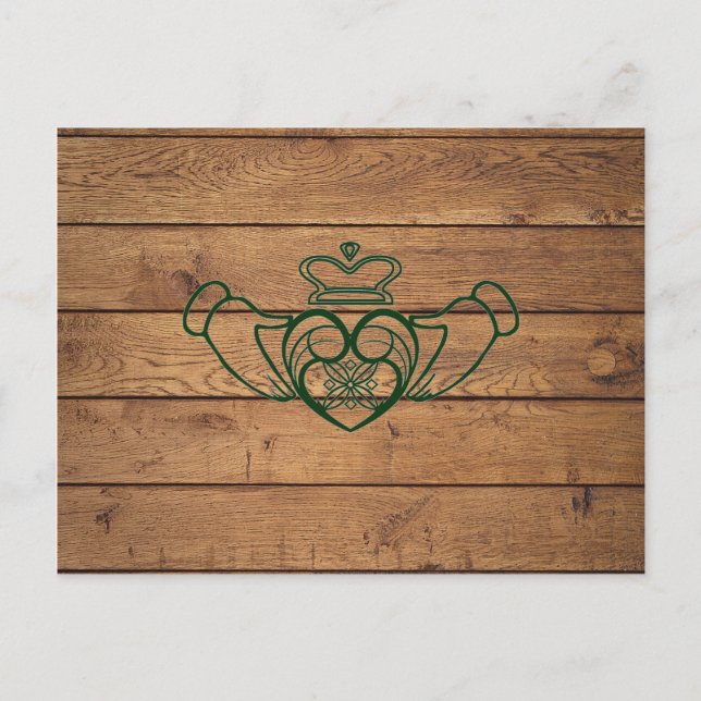 Cartão Postal Rustic Celtic Claddagh (Frente)