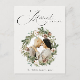 Cartão Postal Rustic Cotton Pine Cone Fora de Natal 