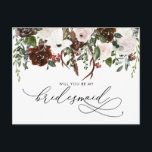 Cartão Postal Rustic Country Floral | Be My Bridesmaid<br><div class="desc">Peça aos seus melhores amigos ou familiares que façam parte do seu dia especial com este cartão floral "Will You Be My Bridesmaid", que inclui flores de aquarela e um roteiro de caligrafia feminina. Cartões de proposta de "Madrinha de casamento", "Materna de honra" ou "Garota Flor". Adicione seu texto personalizado...</div>