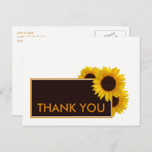 Cartão Postal Rustic Country Sunflower - Casamento Obrigado