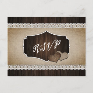 Cartão Postal Rustic Country Weding RSVP Postcard Choice