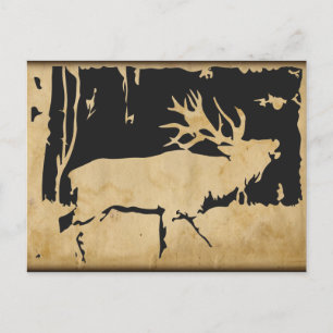 Cartão Postal Rustic Elk Wildlife Vintage Caça À Natureza
