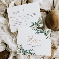 Rustic Eucalyptus Greenery Dourado Casamento RSVP