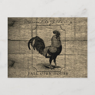 Cartão Postal Rustic Farmhouse Rooster Barnwood 