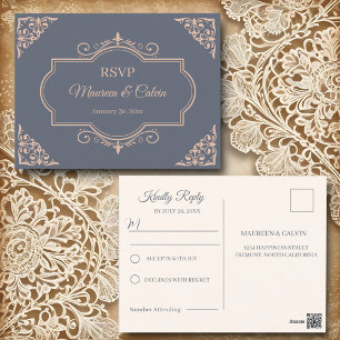 Cartão Postal Rustic Filigree, RSVP de Casamento