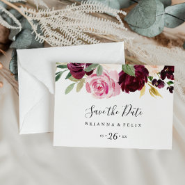 Cartão Postal Rustic Floral Horizontal Salva a Data