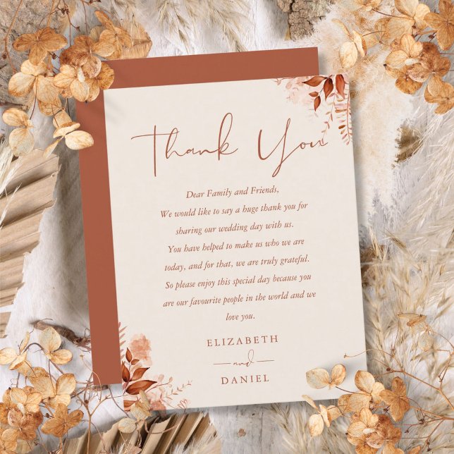Cartão Postal Rustic Floral Obrigado A Placa De Casamento (Rustic Floral Thank You Wedding Place Card)