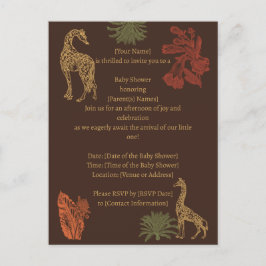 Cartão Postal Rustic Giraffe Brown Floral