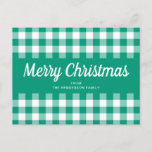 Rustic Green Gingham Chefiou Feliz Natal