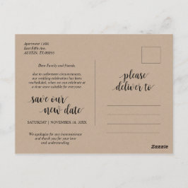 Cartão Postal Rustic Kraft, amor é paciente, casamento adiado