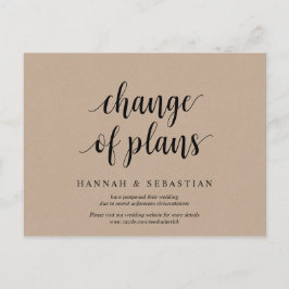 Cartão Postal Rustic Kraft, Mudança de planos, casamento adiado