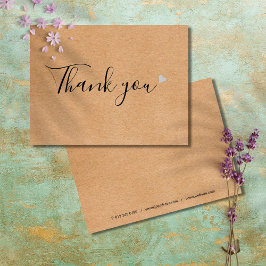 Cartão Postal Rustic Kraft Simple Script Business Obrigado