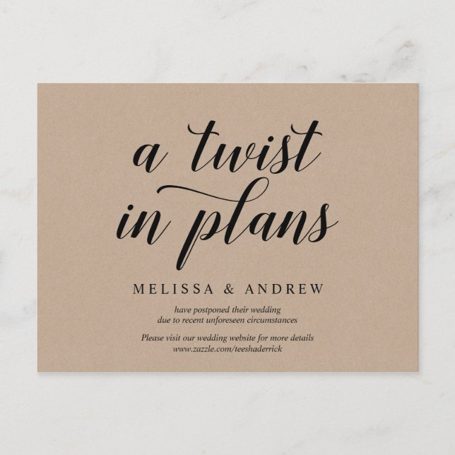 Cartão Postal Rustic Kraft, uma reviravolta nos planos, Convidad (Frente)