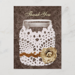 Cartão Postal Rustic Lace Invadiu Casamento Mason Jar