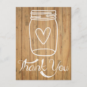 Cartão Postal Rustic Mason Jar Brown Wood
