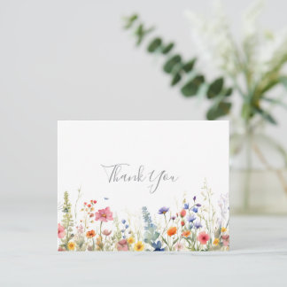 Cartão Postal Rustic Meadow Botanical Thank You