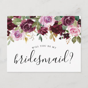 Cartão Postal Rustic Moody Floral Você Será Minha Carta De Bride