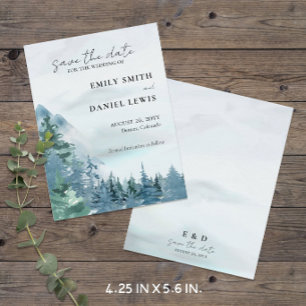 Cartão Postal Rustic Mountain Blue Budget Save the Date Card