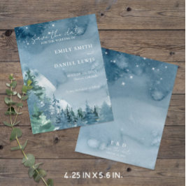 Cartão Postal Rustic Mountain Blue Budget Save the Date Card