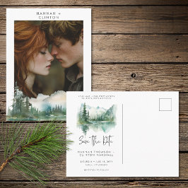 Cartão Postal Rustic Mountain Lake Scene Photo Save the Date